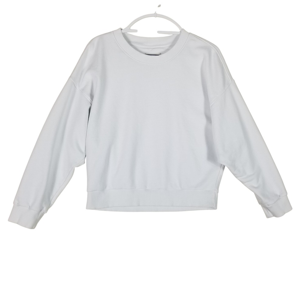 Nation LTD Sweatshirt Women Size M White Cotton Drop Shoulder Crew Neck Relaxed